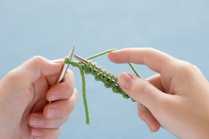 Repeat steps 2 - 6 for the desired number of stitches. Note that this sequence makes 2 stitches: the first a yarnover and the second a knot.